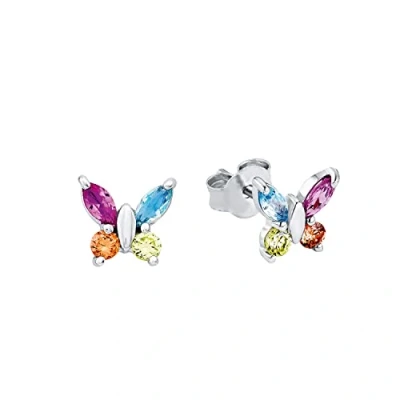 Abbildung von Amor Kinder Ohrstecker Mädchen Schmetterling 925 Silber rhodiniert Zirkonia mehrfarbig 436625