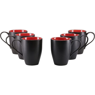 Abbildung von Creatable Kaffeebecherset Hot Red, Rot, Schwarz, Dunkelgelb, Keramik, 6-teilig, 300 ml, Geschirr, Tassen, Tassen Sets