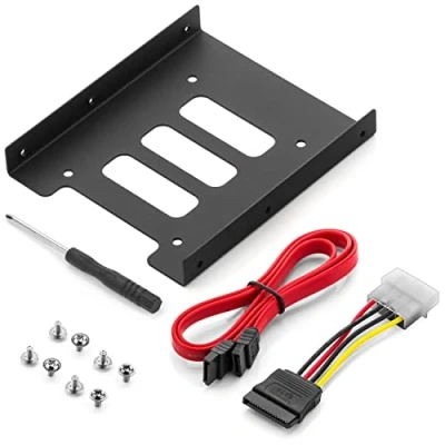 Abbildung von deleyCON Einbaurahmen für 2,5&quot; Festplatten SSD&#039;s auf 3,5&quot; Adapter Wechselrahmen Mounting Frame Halterung Schienen inkl. Schrauben SATA Kabel Stromadapter &amp; Schraubendreher