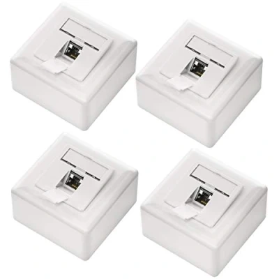 Abbildung von deleyCON 4x CAT6a Universal Netzwerkdose 1x RJ45 Port Geschirmt Aufputz oder Unterputz 10 Gigabit Ethernet Netzwerk EIA/TIA 568A&amp;B Weiß