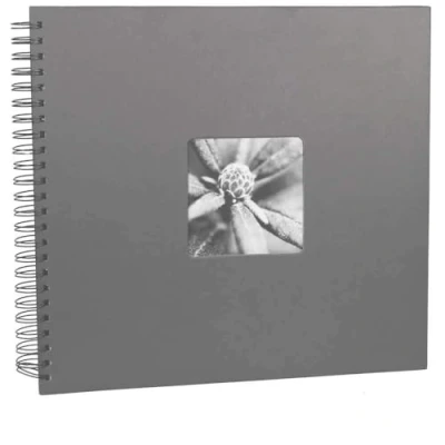 Abbildung von Hama Fotoalbum Jumbo 36x32 cm (Spiral Album mit 50 schwarzen Seiten, Fotobuch Pergamin Trennblättern, zum Einkleben und Selbstgestalten) grau