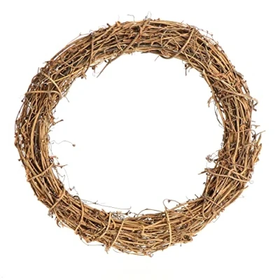 Abbildung von com four® 1x DIY Deko Holz Kranz zum basteln aus Rattan Dekorieren z.B von Fenstern, Tische und Türen (1 Stück Ø30cm Hellbraun)