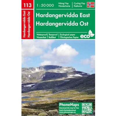 Abbildung von Hardangervidda Ost, Wander Radkarte 1 : 50 000 (PhoneMaps Norwegen)