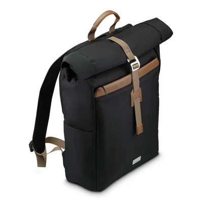 Abbildung von Hama Rucksack mit Laptop Fach (29 l, für bis 16,2“, Rollrucksack Uni, Schule, Arbeit, Reisen, Rolltop, Tabletfach, Organizer, Vordertasche, zwei Seitentaschen) schwarz