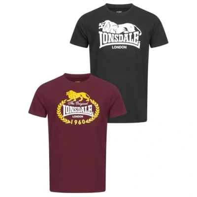 Abbildung von Lonsdale Herren T Shirt Normale Passform Doppelpack ECCLAW Black/Oxblood 5XL 117433
