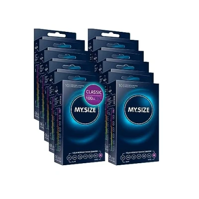 Abbildung von MY.SIZE Classic Kondome Größe 7 I 69 mm Breite 100 Stück Maxipackung Premium extra dünn gefühlsecht hauchzart dünne 0,07 Wandstärke vegan Condoms for men