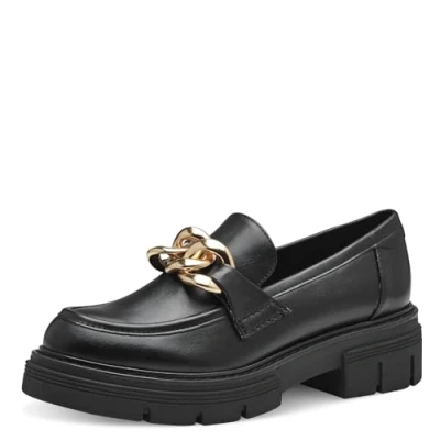 Abbildung von MARCO TOZZI Damen Loafer mit Absatz Plateausohle Vegan, Schwarz (Black Gold), 38 EU