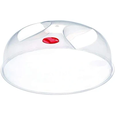 Abbildung von Space Home Mikrowellen Deckel mit Valvula Mikrowellenabdeckhaube Microwave Cover Abdeckung Schutzdeckel BPA frei Transparent Rot Ø 24 cm