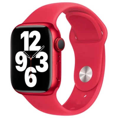 Abbildung von Apple Watch Armband Original Silikon und TPU (weich) Rot Geeignet für Series 1 9 / SE