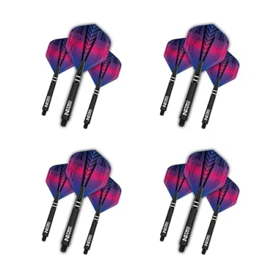 Abbildung von RED DRAGON Dart Flight and Schäfte Kombi Regenbogen 4 Sätze Standardflüge und Medium Nitrotech pro Packung
