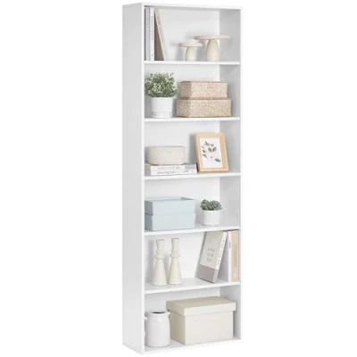 Abbildung von VASAGLE Bücherregal, 6 stöckiges Regal, offenes Aufbewahrungsregal, Standregal, 24 x 60 178,5 cm, für Wohnzimmer, Homeoffice, Esszimmer, wolkenweiß LBC169T14
