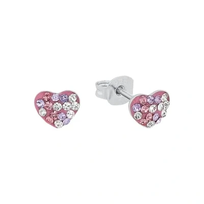 Abbildung von Prinzessin Lillifee Kinder Ohrstecker Herzen 925 Silber rhodiniert Kristall mehrfarbig 2013168, Rosa/Lila, onesize