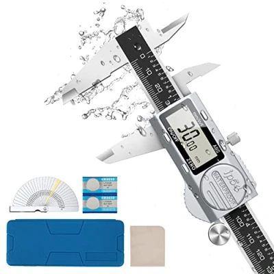 Abbildung von Housolution Messschieber Digital, Elektronische Schieblehre mit ABS Funktion, 6 Zoll IP54 Wasserdichte Schublehre LCD Display &amp; Ersatzbatterie, Fühlerlehre für Präzise Messung, Silber+Schwarz