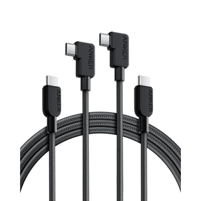 Abbildung von Anker USB C Kabel mit Winkelstecker, 180cm*2, auf 90 Grad robustes geflochtenes Kabel, Rechter Winkel, Kompatibel iPhone 16/15 Serie, MacBook Pro/Air, iPad Pro/Air und mehr (USB 2.0)