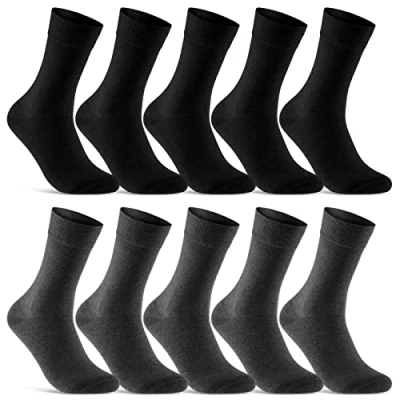 Abbildung von 10 Paar Socken Herren Damen Schwarz Business Baumwolle 70201T (Schwarz Anthrazit 35 38)