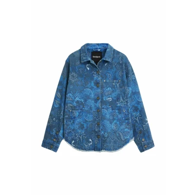 Abbildung von Desigual Frayed Paisley Jeansjacke, Damen, Größe: Medium, Blue