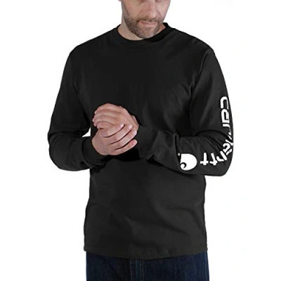 Abbildung von Carhartt Herren Lockeres, Schweres, Langärmliges T Shirt mit Logo grafik auf dem Ärmel , Schwarz, XXL