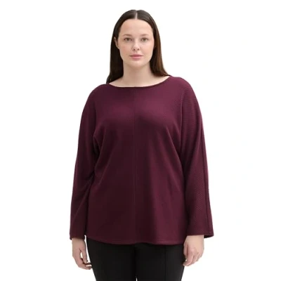 Abbildung von TOM Tailor Plusmit Fledermaus Langarmshirt, Damen, Größe: 48, Black berry melange