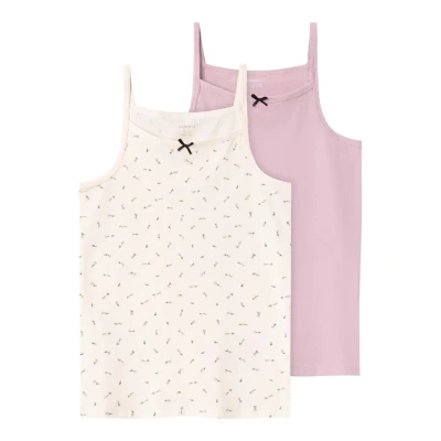 Abbildung von Name it Nkfstrap Floral 2 PACK Unterhemd/shirt für Kinder, Größe: 134/140, Buttercream