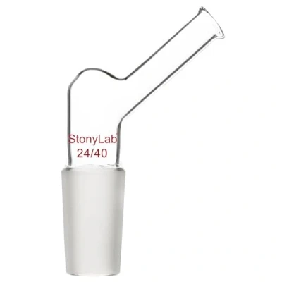 Abbildung von stonylab Gewinkelt Glasadapter, Borosilikat Glas Ausgießadapter mit 24/40 Standard Innenfugen Flüssigkeitsausgießadapter für Laborbedarf