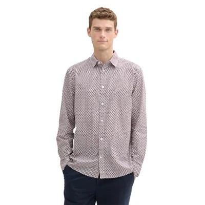Abbildung von TOM TAILOR Herren Regular Fit Hemd mit Muster, 36668 Offwhite Fade Stripe Design, L
