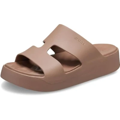 Abbildung von Crocs Getaway Platform Hstrap Pantolette hoch, Damen, Größe: 37.5, Latte Kunststoff