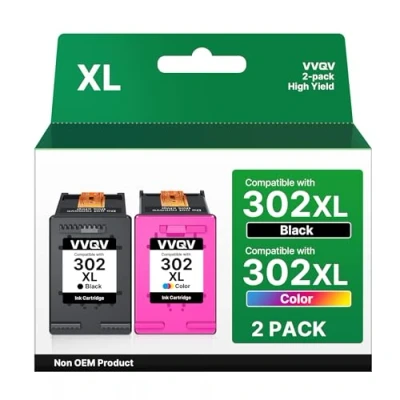 Abbildung von VVQV 302 Druckerpatronen XL Multipack Ersatz für HP Schwarz und Farbe Envy 4525 4520 4522 4523 4524 Officejet 3830 3831 3833 Deskjet 3630 3636 3638 1110