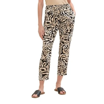 Abbildung von TOM TAILOR Damen Loose Fit Hose, black cut palmtree design, 40/28