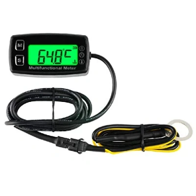 Abbildung von Runleader Digital Motortemperaturanzeige, Echtzeit Drehzahlanzeige, Alarmtemperatur und Drehzahl, Arbeitszeiterfassung für Rasenmähergenerator Dirtbike Paramotor Scooter Marine Compressor.