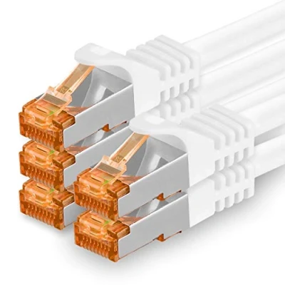 Abbildung von 1aTTack.de 1m Cat.7 Netzwerkkabel Weiß 5 Stück Gigabit Ethernet LAN Kabel 10000 Mbit S Patchkabel Cat7 FTP PIMF Schirmung LSZH Rohkabel Rj45 Stecker Cat 6a x 1 Meter