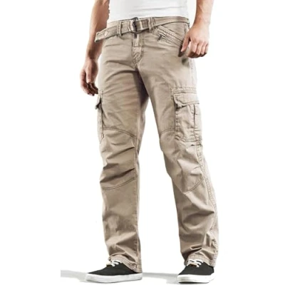 Abbildung von Timezone BenitoTZ Herren Cargohose Benito mit Stoffgürtel (W34/L32, Dune Brown)