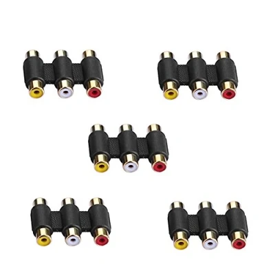 Abbildung von Sienoc 5 pcs Adapter AV Audio Video Verbinder 3RCA Cinch RCA Buchse Kupplung Chinch Female to F/F 3 Cable Joiner Coupler Component