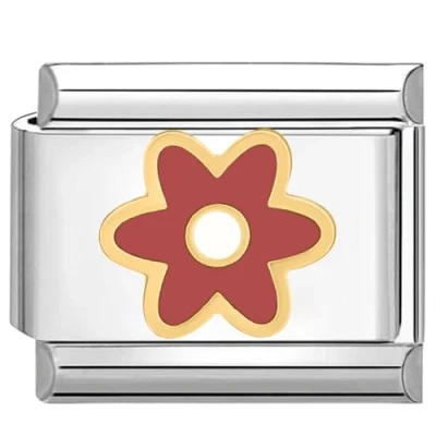Abbildung von Quiges 9mm Italian Style Charm Modul Edelstahl Blume für Italienische Armbänder