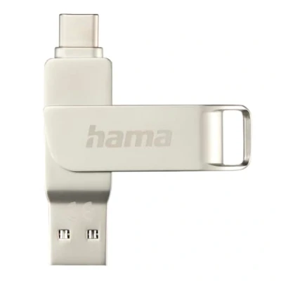 Abbildung von Hama USB Stick, 256GB, C 3.1/3.0, A (Speicherstick, Stick 3.0, 3.1, Datenspeicher, A, klein, Ultra schnell, 100MB/s, Drehmechanismus, universal, Metall) Silber