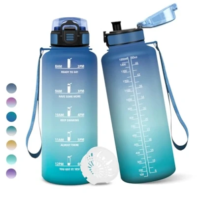 Abbildung von Motswedi Trinkflasche 1500 ml, BPA Frei, Sport, Auslaufsicher, Wasserflasche, Kohlensäure Geeignet, Sport Trinkflasche, Trinkflaschen für Schule, Fahrrad, Kinder, Outdoors, Blaugrün