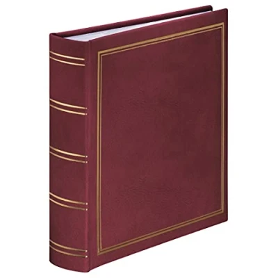 Abbildung von Hama Einsteckalbum London (klassisches Fotoalbum für 200 Bilder im Format 10x15 cm, Fotobuch zum Einstecken, Album aus Kunstleder) bordeaux