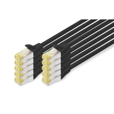 Abbildung von DIGITUS LAN Kabel Cat 6A 0,25m 10 Stück RJ45 Netzwerkkabel S/FTP Geschirmt Kompatibel zu 6 &amp; 7 Schwarz