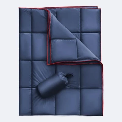 Abbildung von Sonive Campingdecke Reisedecke Ultraleicht,wasserdichte Decke,100% Nylon Warme Outdoor Decke Winddichte für den Außenbereich, leicht, verstaubar,132x190cm,Dunkelblau