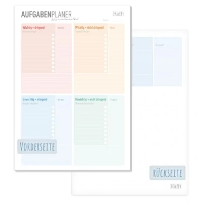 Abbildung von A5 To do Listen Block, 50 Blatt Aufgabenblock nach Eisenhower Prinzip inkl. Notizblock auf der Rückseite von Trendstuff by Häfft nachhaltig &amp; klimaneutral