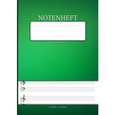 Abbildung von Notenheft Mit Notenlinien: Musikheft 80 Seiten (40 Blatt) Ideal Zum Lernen Und Aufschreiben Von Noten Kompositionen Pianisten, ... 12 Systemen Für Musiker, Schüler, Komponisten