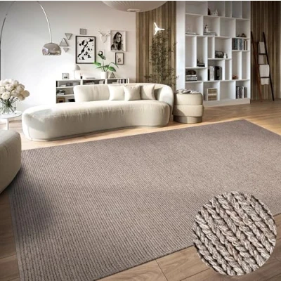 Abbildung von Villeroy &amp; Boch Wollteppich Francois Natur Wohnzimmerteppich Handgewebt Umweltfreundlich Boho Teppich Wolle für Wohnzimmer, Schlafzimmer, Esszimmer, Flur, Küche Linen, 60x90cm