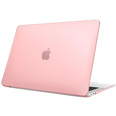 Abbildung von Fintie Hülle kompatibel mit MacBook Air 13 (2018 2020 Version) A2337(M1)/A2179/A1932, Ultradünne Hartschale Schutzhülle Snap Case, Rosa(Matt)