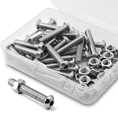 Abbildung von (30 Sätze) M6 1,0 x 20mm Innensechskantschrauben und Muttern Set 304 Edelstahl 18 8 Rundkopfschrauben