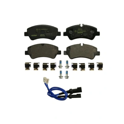 Abbildung von TEXTAR 2560303 Bremsbelagsatz inkl. Verschleißwarnkontakt mit Bremssattelschrauben Zubehör FORD: Transit V363 Van, Mk6 Minibus