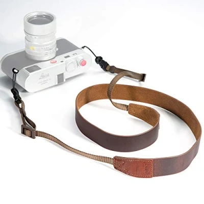 Abbildung von CANPIS Echtes Leder Kamera gurt Schnellverschluss, CP001 Vintage Schultergurt Hals ragegurt für Nikon Canon Sony Pentax Leica Olympus Fuji Alle DSLR (Crazy HorseLeder)