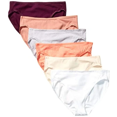 Abbildung von Amazon Essentials Damen Slip aus Baumwolle mit hohem Beinschnitt (in Übergröße erhältlich), 6er Pack, Neutral Shades, 46