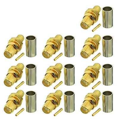 Abbildung von Eightwood SMA Jack Buchse Schott Gerade Panel Crimp für RG58 LMR195 Kabel Drahtlose Wlan 4G Wifi Antennenverlängerungskabel Kamera 10 stücke MEHRWEG