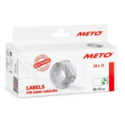 Abbildung von Meto Etiketten für Preisauszeichner (26x12 mm, 1 zeilig, 6.000 Stück, weiß, wiederablösbar, Meto, Hutner, Avery, Contact, Sato, Tovel etc.)