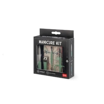 Abbildung von Legami Maniküre Set für Reisen, Taschenformat, tragbar, Nagelknipser, Nagelfeile, Nagelhautschieber aus Edelstahl, und Pediküre Set, 4 in 1, Geschenkidee, 7,5 x 11 2 cm