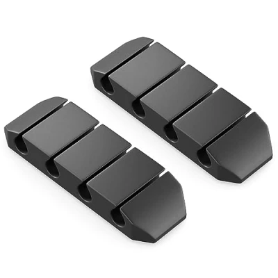 Abbildung von deleyCON 2 Stück Kabelhalter selbstklebend Kabelführung Kabel Fixierung Organizer Clips Kabelbefestigung Management Kabelklemmen für 4 Büro Schreibtisch Auto Hobbyraum Schwarz